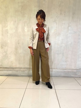 「ナラカミーチェ」｜「アイテム（ノーカラージャケット）」を使った、pu06022015さん（レディース・160cm）の秋コーディネート