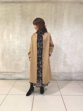 「NARACAMICIE（ナラカミーチェ）のアイテム（ノーカラーコート）」を使った、pu06022015さん（レディース・160cm）の秋コーディネート