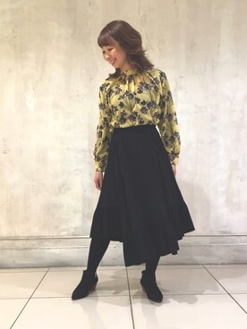 「アイテム（シャツ/ブラウス、イエロー系）」を使った、pu06022015さん（レディース・161cm）の冬コーディネート