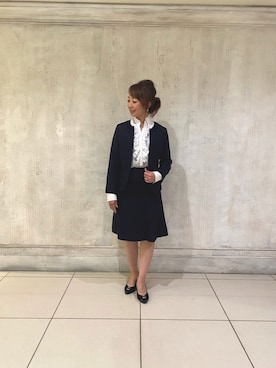 「ナラカミーチェ」｜「アイテム（ノーカラージャケット）」を使った、pu06022015さん（レディース・161cm）の冬コーディネート
