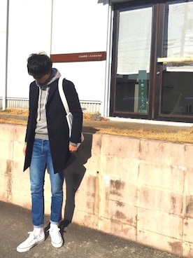 「HARE（ハレ）のアイテム（ソックス/靴下）」を使った、icchoさん（メンズ・177cm）の冬コーディネート