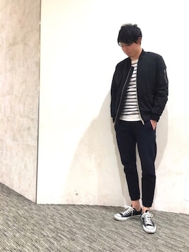 「JOURNAL STANDARD（ジャーナルスタンダード）のアイテム（MA-1）」を使った、icchoさん（メンズ・177cm）の冬コーディネート
