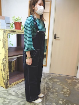 「BEAMS（ビームス）のアイテム（サロペット/オーバーオール）」を使った、marutaniさん（レディース・161cm）の春コーディネート