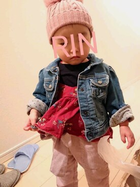 「babygap」｜「アイテム（デニムジャケット）」を使った、Rinkoさん（キッズ・80cm）の秋コーディネート