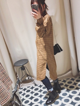 「ENVYM（アンビー）のアイテム（シャツワンピース）」を使った、Mさん（レディース・151cm）の秋コーディネート