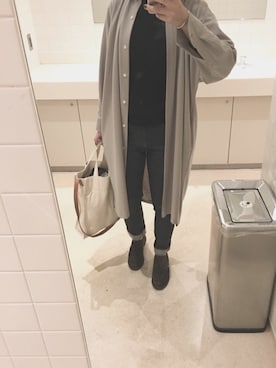 「Whim Gazette（ウィムガゼット）のアイテム（シャツワンピース）」を使った、どんくんさん（レディース・161cm）の冬コーディネート