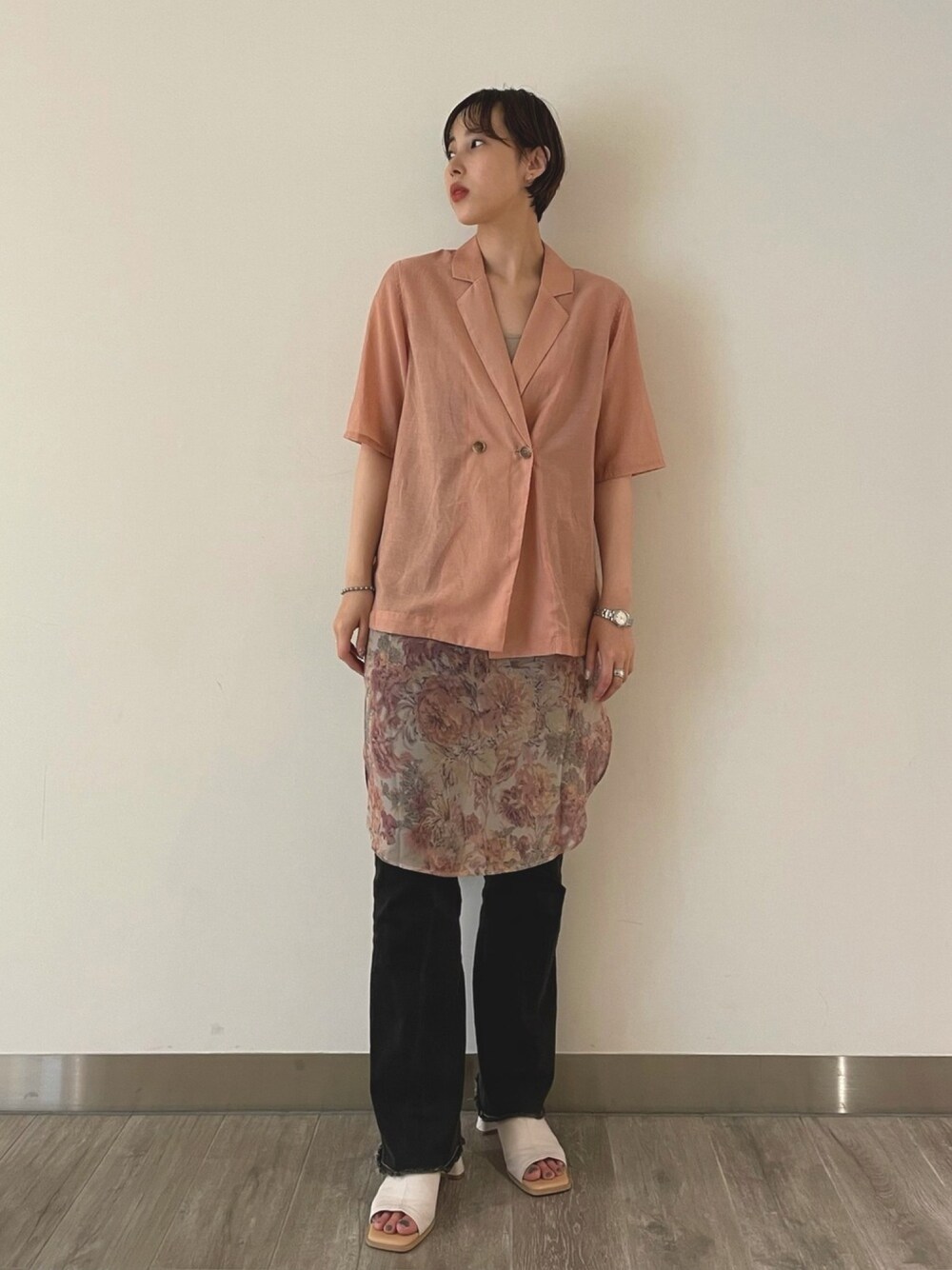 シャツ/ブラウス(長袖/七分) Kastane - kastane SET UP Flower Print Shear Shirts Kastane（カスタネ）の「SET UP Flower Print Shear Shirts