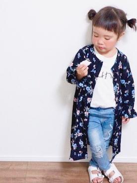 「アイテム（シャツワンピース）」を使った、yunamonさん（キッズ・100cm）の夏コーディネート
