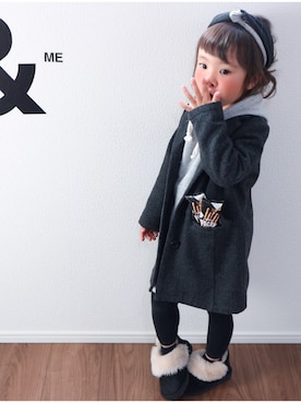 「BRANSHES（ブランシェス）のアイテム（チェスターコート）」を使った、yunamonさん（キッズ・100cm）の秋コーディネート