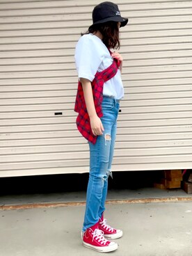 「LOOPのアイテム（トップス）」を使った、Remiさん（レディース・151cm）の春コーディネート