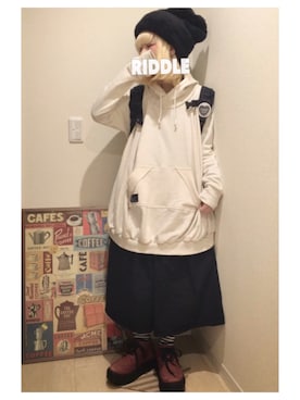 「はらぺこ商店」｜みしゃへむらいと𖤐°。さん（レディース・157cm）の冬コーディネート