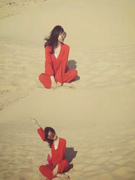 「アイテム（つなぎ/オールインワン、オレンジ系）」を使った、李李李李李ziさん（レディース・163cm）の冬コーディネート