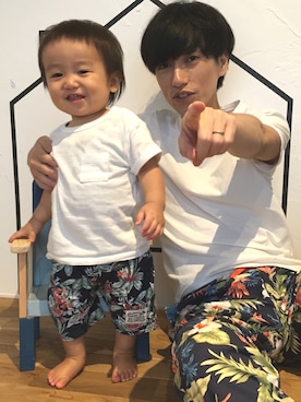 「パパと息子」｜「アイテム（その他）」を使った、Sさん（キッズ・70cm）の夏コーディネート