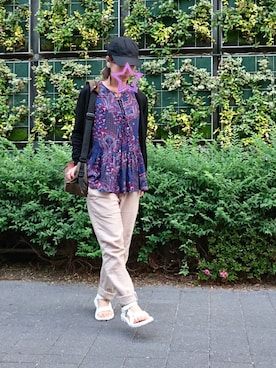 「pas de calais（パドカレ）のアイテム（パンツ）」を使った、こっこさん（レディース・163cm）の夏コーディネート