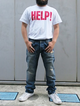 「The Beatles（ザビートルズ）のアイテム」を使った、JAPAN BLUEさん（メンズ・170cm）の春コーディネート