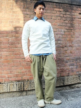 「ボートネック」｜JAPAN BLUEさん（メンズ・170cm）の春コーディネート