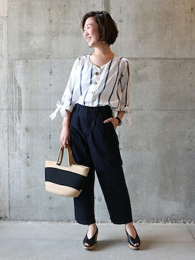 「TEXTURE WE MADE（テクスチャーウィーメイド）のアイテム」を使った、JAPAN BLUEさん（レディース・163cm）の春コーディネート