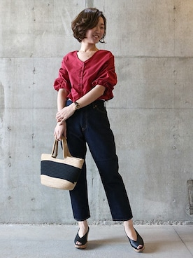 「TEXTURE WE MADE（テクスチャーウィーメイド）のアイテム」を使った、JAPAN BLUEさん（レディース・163cm）の春コーディネート