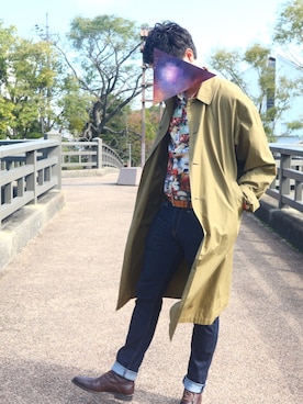 「グラニフ」｜「アイテム（トレンチコート）」を使った、ふくさん（レディース・160cm）の秋コーディネート