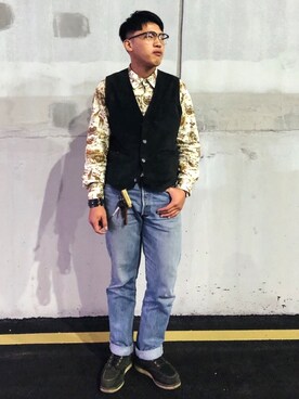 「アイテム（その他小物、ゴールド系）」を使った、黃家樂さん（メンズ・172cm）の冬コーディネート