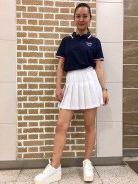 ポロシャツを使った ネイビー ホワイト のレディース人気ファッションコーディネート ユーザー ショップスタッフ Wear