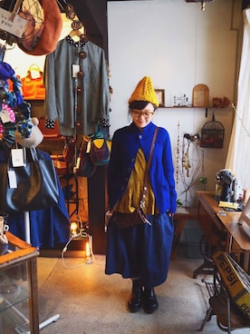 「45R（フォーティファイブアール）のアイテム（Tailored jacket、ブルー系）」を使った、onion Akitaさん（レディース）の冬コーディネート