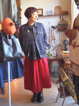 「APCのアイテム（Denim jacket、ブルー系）」を使った、onion Akitaさん（レディース）の冬コーディネート