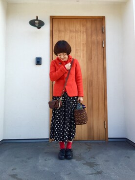「45R（フォーティファイブアール）のアイテム（Tailored jacket、レッド系）」を使った、onion Akitaさん（レディース）の春コーディネート