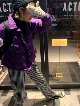 「used mix」｜「アイテム（ダウンジャケット/コート）」を使った、Nao  Higashijimaさん（レディース・164cm）の冬コーディネート