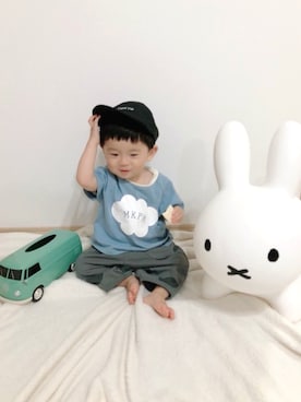 「アイテム（キャップ）」を使った、soracyoさん（キッズ・70cm）の秋コーディネート