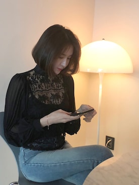 「noirnineのアイテム（シャツ/ブラウス、ブラック系）」を使った、noirnineさん（レディース）の冬コーディネート