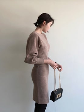 「noirnineのアイテム（ワンピース、ブラウン系）」を使った、noirnineさん（レディース）の冬コーディネート