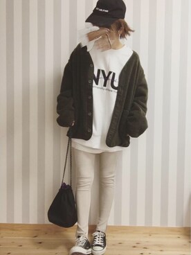 「レギンスコーデ」｜「アイテム（その他）」を使った、M𓅜さん（レディース・161cm）の秋コーディネート