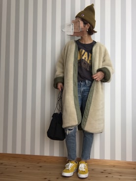 「キルティングコート」｜M𓅜さん（レディース・161cm）の秋コーディネート