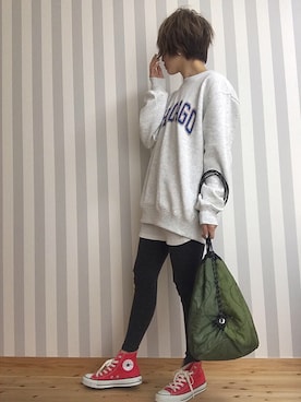 「レギンスコーデ」｜「アイテム（ジャケット/アウター）」を使った、M𓅜さん（レディース・161cm）の冬コーディネート
