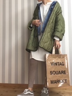 「ニコアンド」｜「アイテム（デニムジャケット）」を使った、M𓅜さん（レディース・161cm）の冬コーディネート