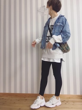 「Gregory」｜「アイテム（デニムジャケット）」を使った、M𓅜さん（レディース・161cm）の春コーディネート