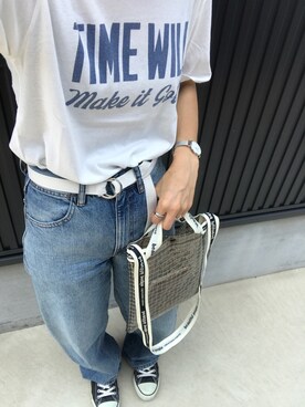 「Daniel Wellington（ダニエルウェリントン）の販売終了クラシックペティット アッシュフィールド32mm（アナログ腕時計）」を使った、M𓅜さん（レディース・160cm）の夏コーディネート