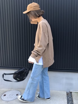 「モーメントプラス」｜「アイテム（帽子）」を使った、M𓅜さん（レディース・161cm）の冬コーディネート