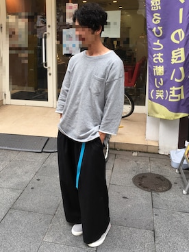 「RAGEBLUE（レイジブルー）のアイテム（Tシャツ/カットソー、グレー系）」を使った、taniyanさん（メンズ・168cm）の夏コーディネート
