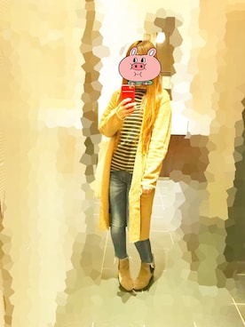 「Ungrid（アングリッド）のインディゴフレイドヘムストスリ（デニムパンツ）」を使った、ななここさん（レディース・158cm）の秋コーディネート