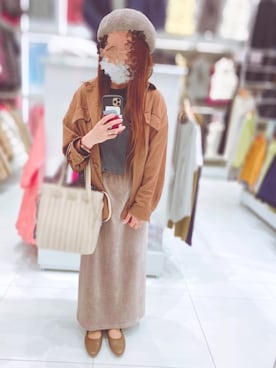「AEON STYLE（イオンスタイル）のアイテム（ハンチング/ベレー帽）」を使った、ななここさん（レディース・158cm）の秋コーディネート