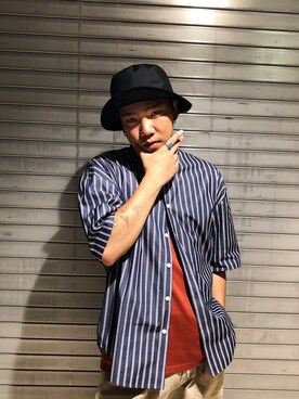 「PUBLIC TOKYO（パブリックトウキョウ）のアイテム（帽子）」を使った、utkai1205さん（メンズ・175cm）の夏コーディネート
