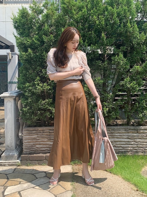 アドーア　ハラコ　レザー　スカート　サイズ　38 レザースカート ボトムス フレアスカート ロングスカート 革