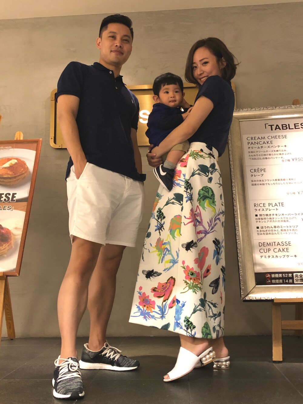 「family、matchingoutfits、TIBI、adidas by Stella McCartney、JEFFREY CAMPBELL、poloralphlauren、Ralph Lauren」｜「POLO RALPH LAURENのアイテム（ポロシャツ、ブルー系）」を使った、徐棠さん（レディース・163cm）の夏コーディネートの1枚目の写真