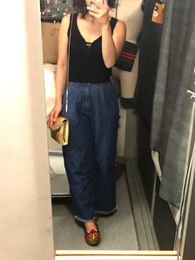 「VINTAGE（ヴィンテージ）のアイテム（クラッチバッグ）」を使った、Suyi Yuさん（レディース・152cm）の夏コーディネート