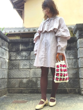 「merry jenny（メリージェニー）のアイテム（シャツワンピース）」を使った、saokoさん（レディース・153cm）の秋コーディネート