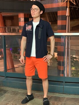 「AVIREX（アヴィレックス）のアイテム（ハンチング/ベレー帽）」を使った、jojiavirexさん（メンズ・173cm）の夏コーディネート