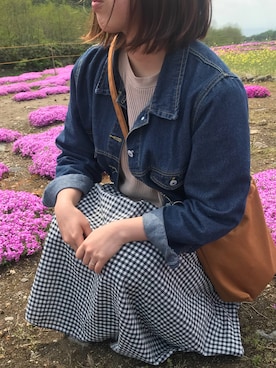 「UNIQLO（ユニクロ）のワッフルクルーネックT（5分袖）（Tシャツ/カットソー）」を使った、yanaseさん（レディース・160cm）の春コーディネート