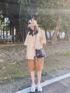 「oqLiq（オークリック）のアイテム（バッグ）」を使った、der0ootdさん（レディース・155cm）の夏コーディネート